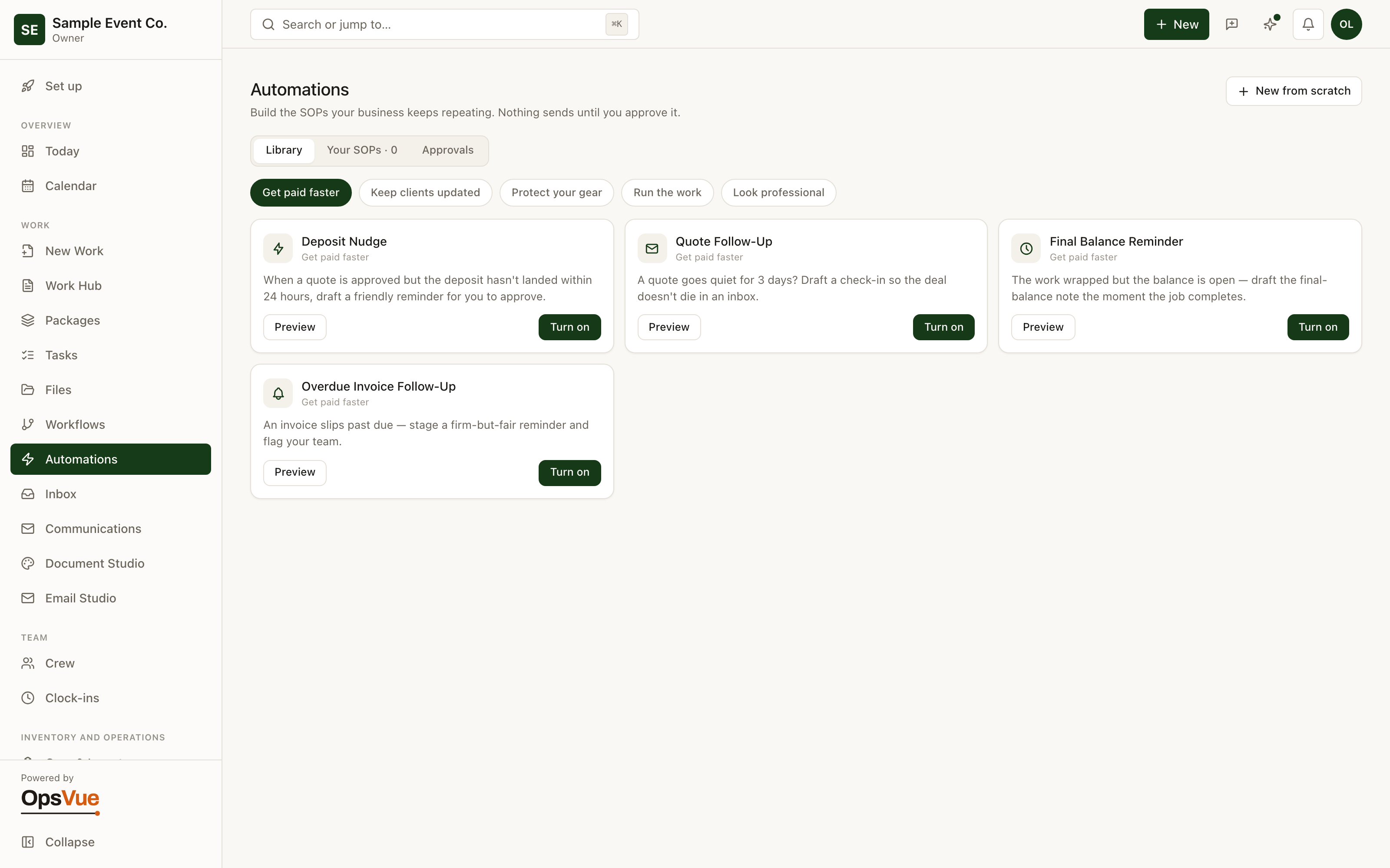 Workflows & Automations — Automation library