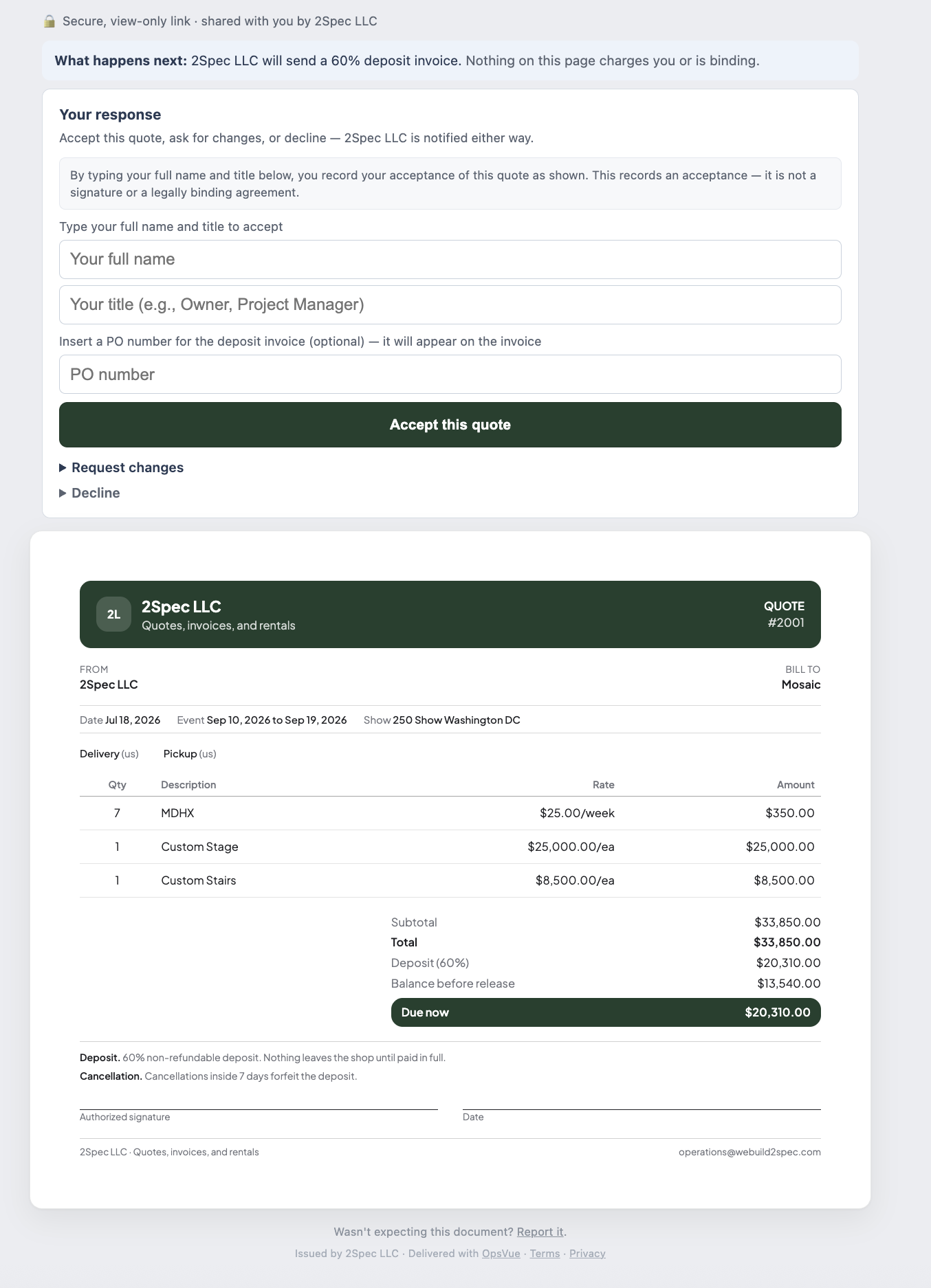 Work Hub — Client acceptance